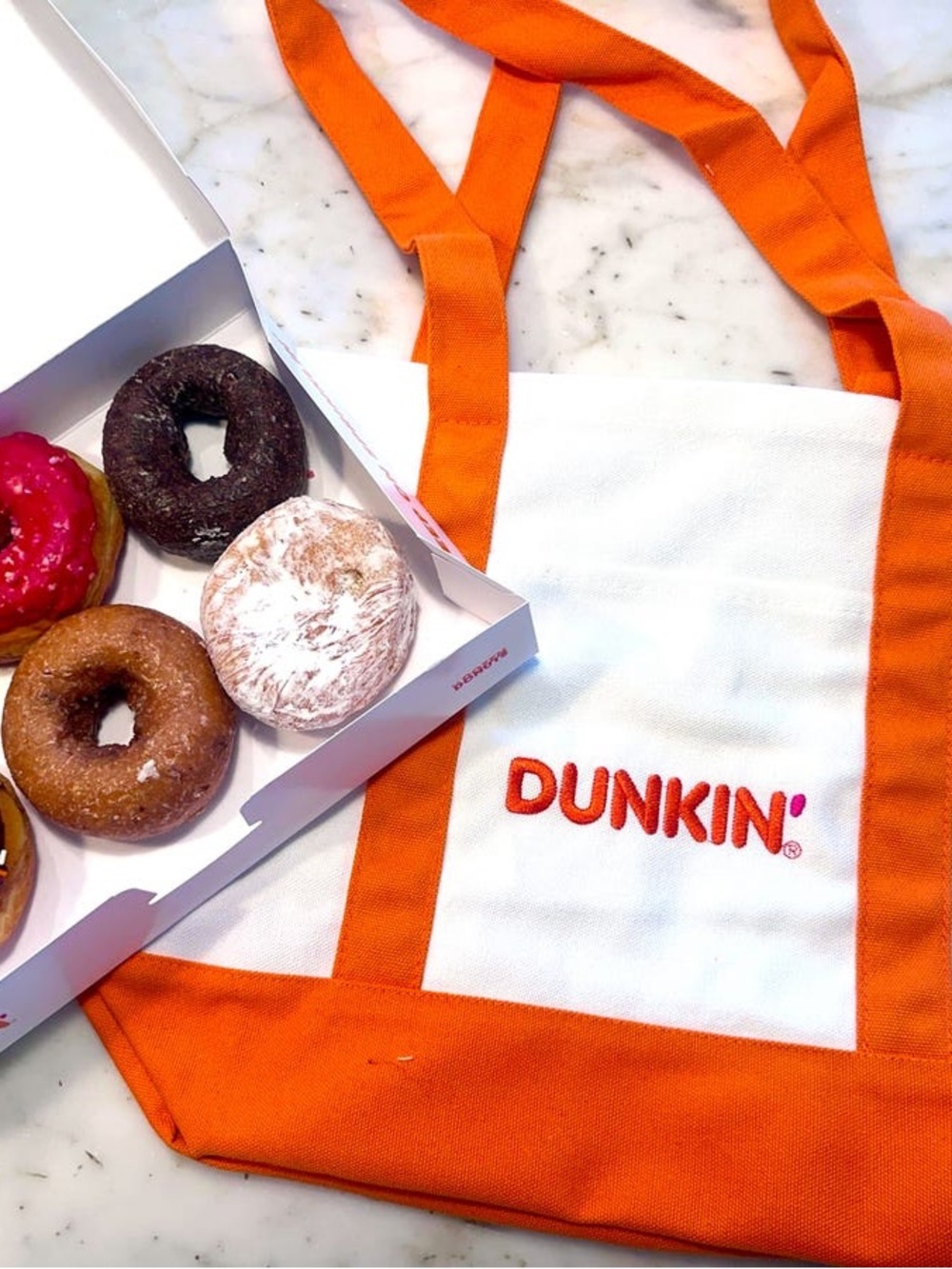 Dunkin' Orange & White Canvas Tote Bag